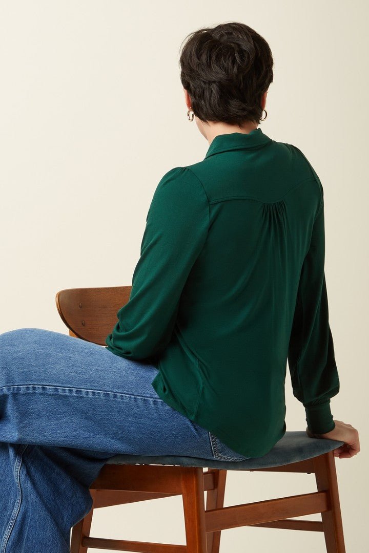 Blusa Carina Viscosa Light Botanical Green - Olokuti