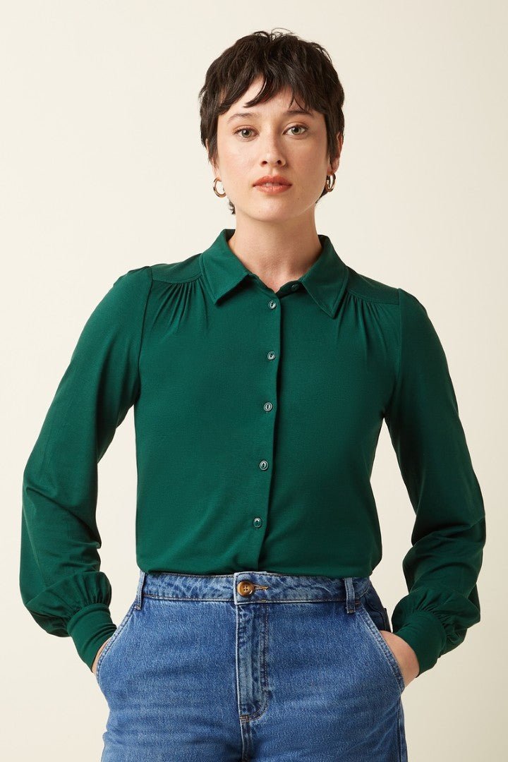 Blusa Carina Viscosa Light Botanical Green - Olokuti