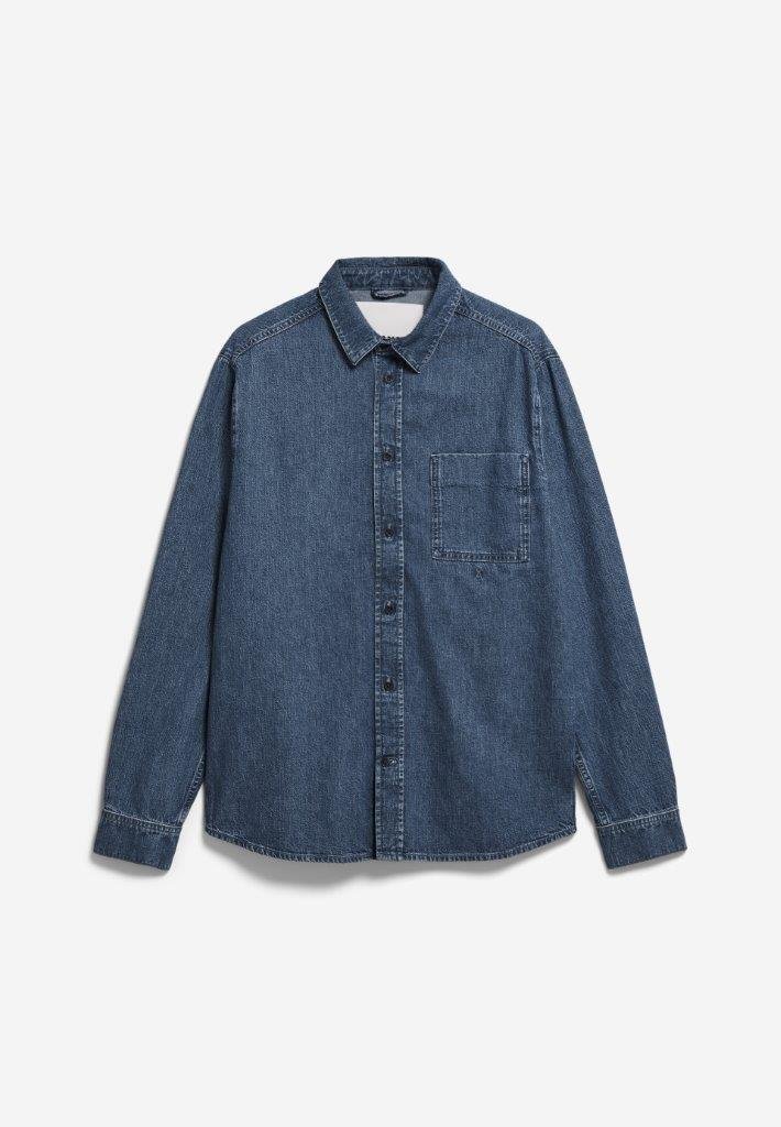 Camisa manga larga BAASO Iced indigo - Olokuti