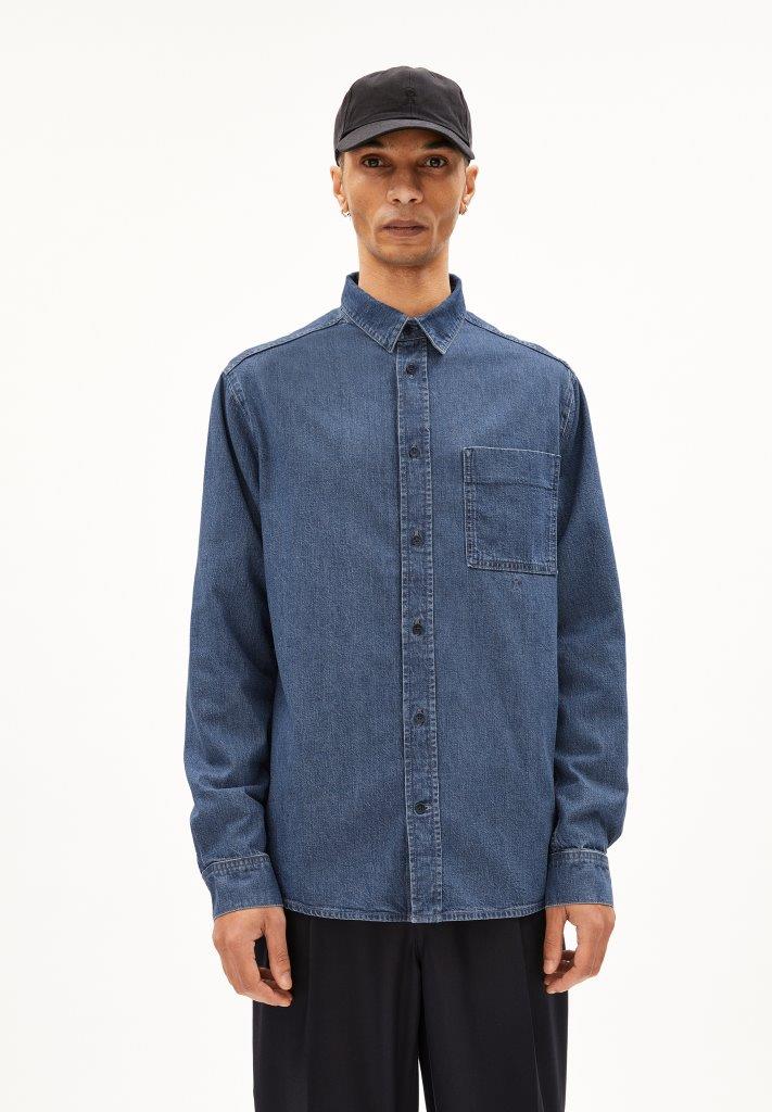 Camisa manga larga BAASO Iced indigo - Olokuti
