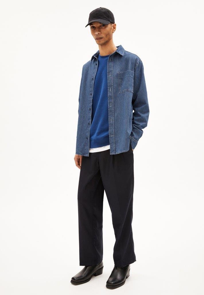 Camisa manga larga BAASO Iced indigo - Olokuti