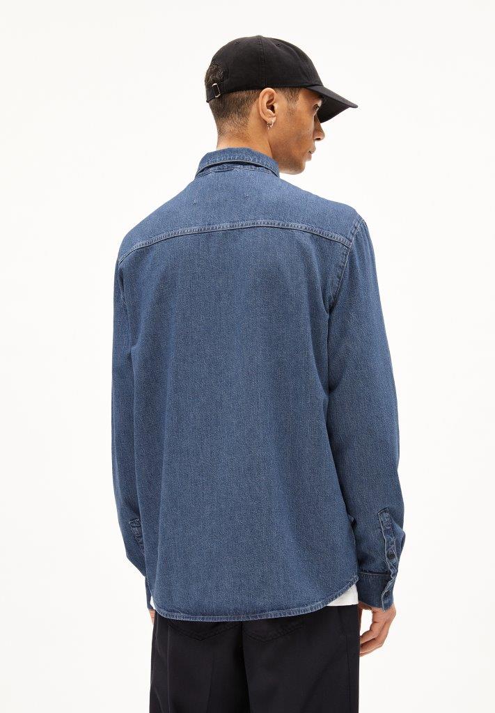 Camisa manga larga BAASO Iced indigo - Olokuti