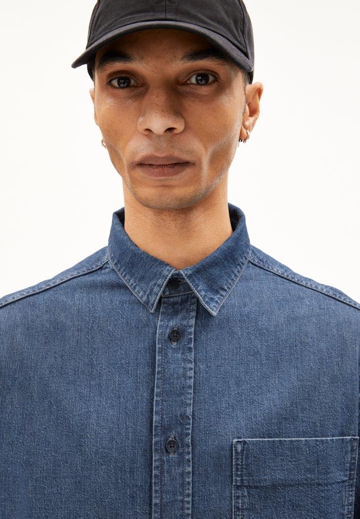 Camisa manga larga BAASO Iced indigo - Olokuti