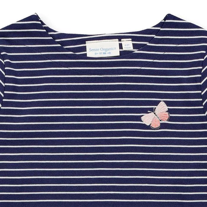 Camiseta m/l ALUNA rayas Azul marino Mariposa - Olokuti
