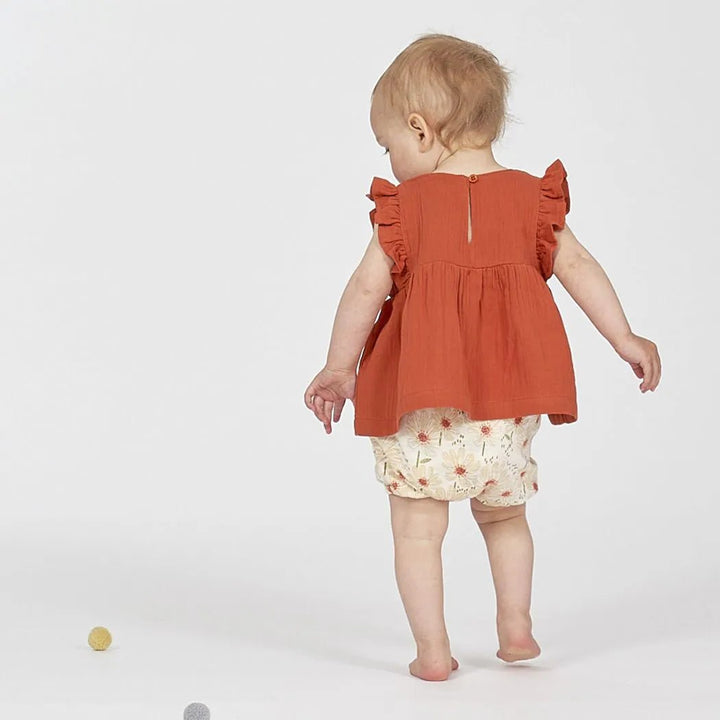 Pantalones cortos MAYA Flores Eggshell - Olokuti