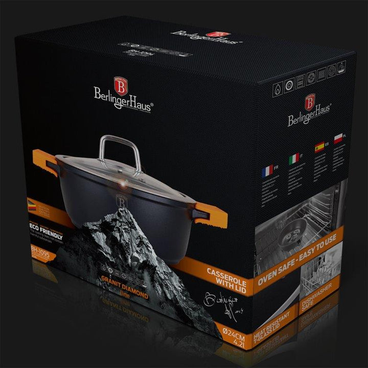 Cacerola con tapa 24 cm. Granit Diamond Line - Olokuti