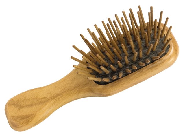 Cepillo cabello bolsillo, cerdas madera, mango olivo 11,5cm - Olokuti