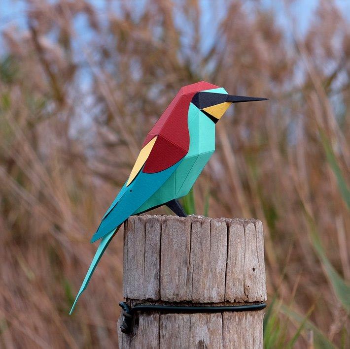 Figura de papel 3D - Abejaruco / Merops apiaster - Olokuti