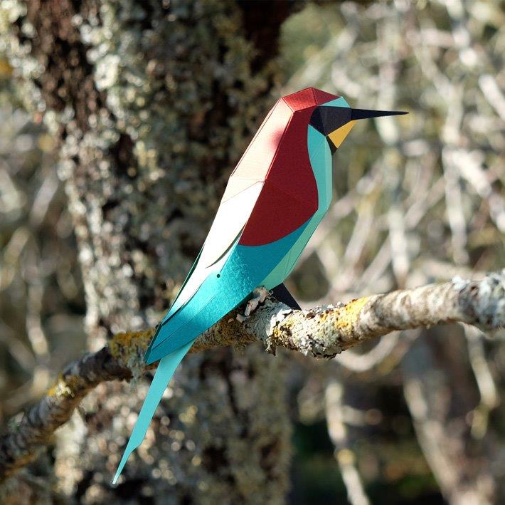 Figura de papel 3D - Abejaruco / Merops apiaster - Olokuti