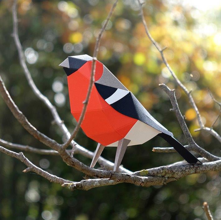 Figura de papel 3D - Camachuelo / Pyrrhula pyrrhula - Olokuti