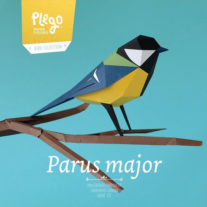 Figura de papel 3D - Carbonero / Parus major - Olokuti