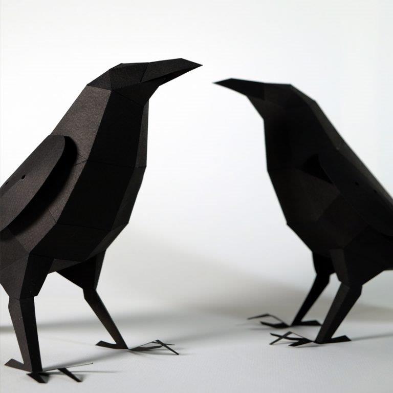 Figura de papel 3D - Cuervo / Corvus corax - Olokuti
