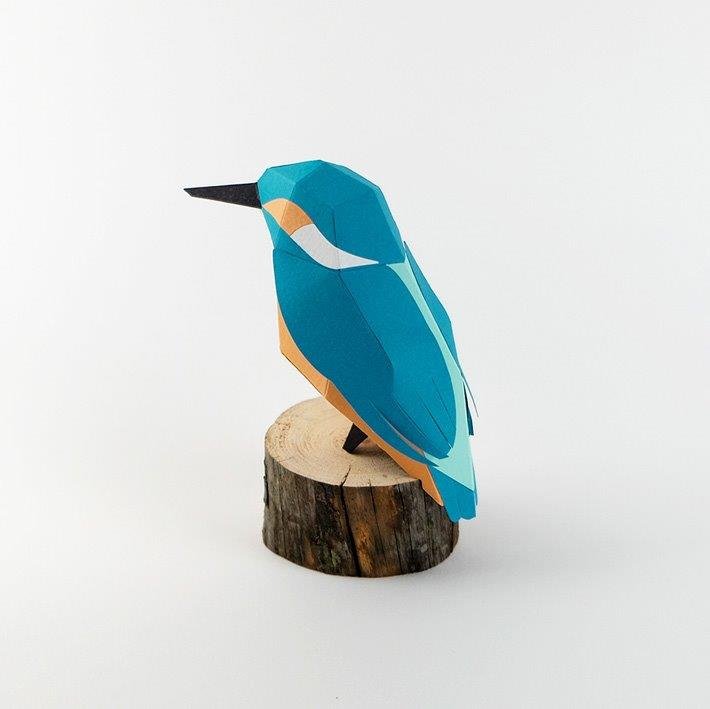 Figura de papel 3D - Martín Pescador / Alcedo atthis - Olokuti