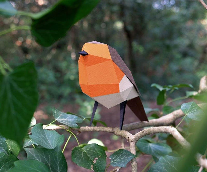 Figura de papel 3D - Petirrojo / Erithacus rubecula - Olokuti