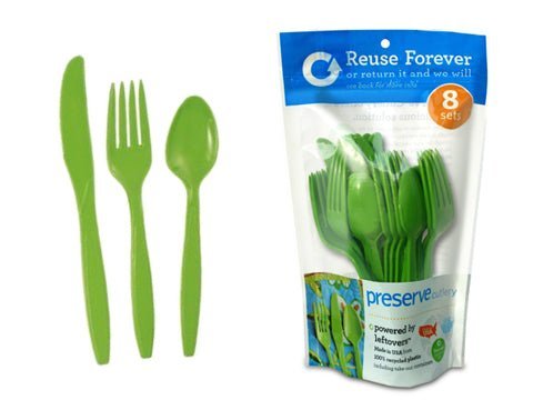 Juego de cubiertos exterior verde. Set de 24 uds. - Olokuti