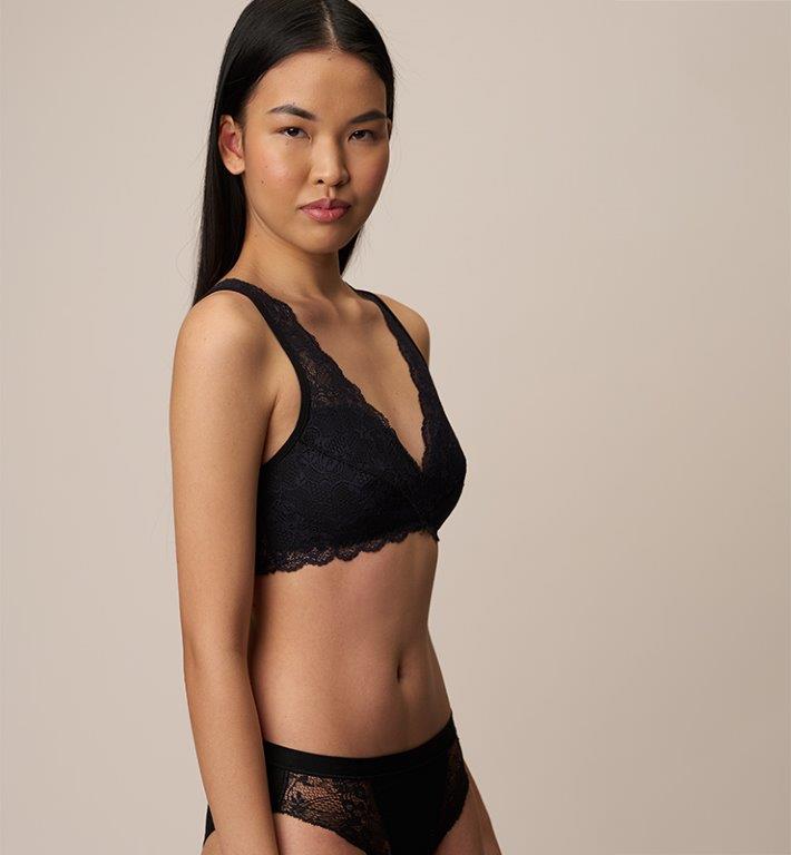 Sujetador bralette tejido natural encaje biodegradable negro Olokuti