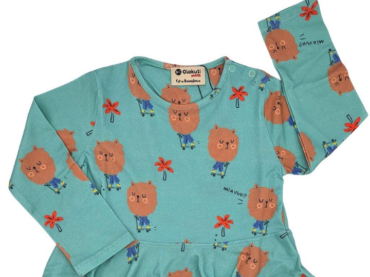 Vestido Vuelo Menta - Gatos - Olokuti