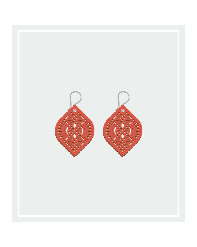 Pendientes Madera Guipur Pequeños Gancho Corto
