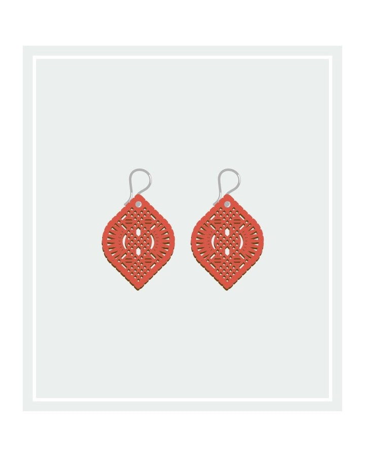 Pendientes Madera Guipur Pequeños Gancho Corto