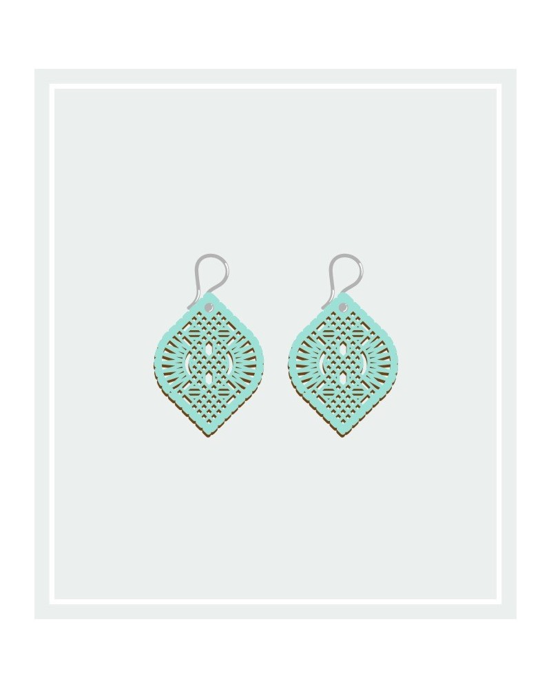 Pendientes Madera Guipur Pequeños Gancho Corto