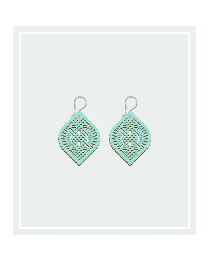 Pendientes Madera Guipur Pequeños Gancho Corto