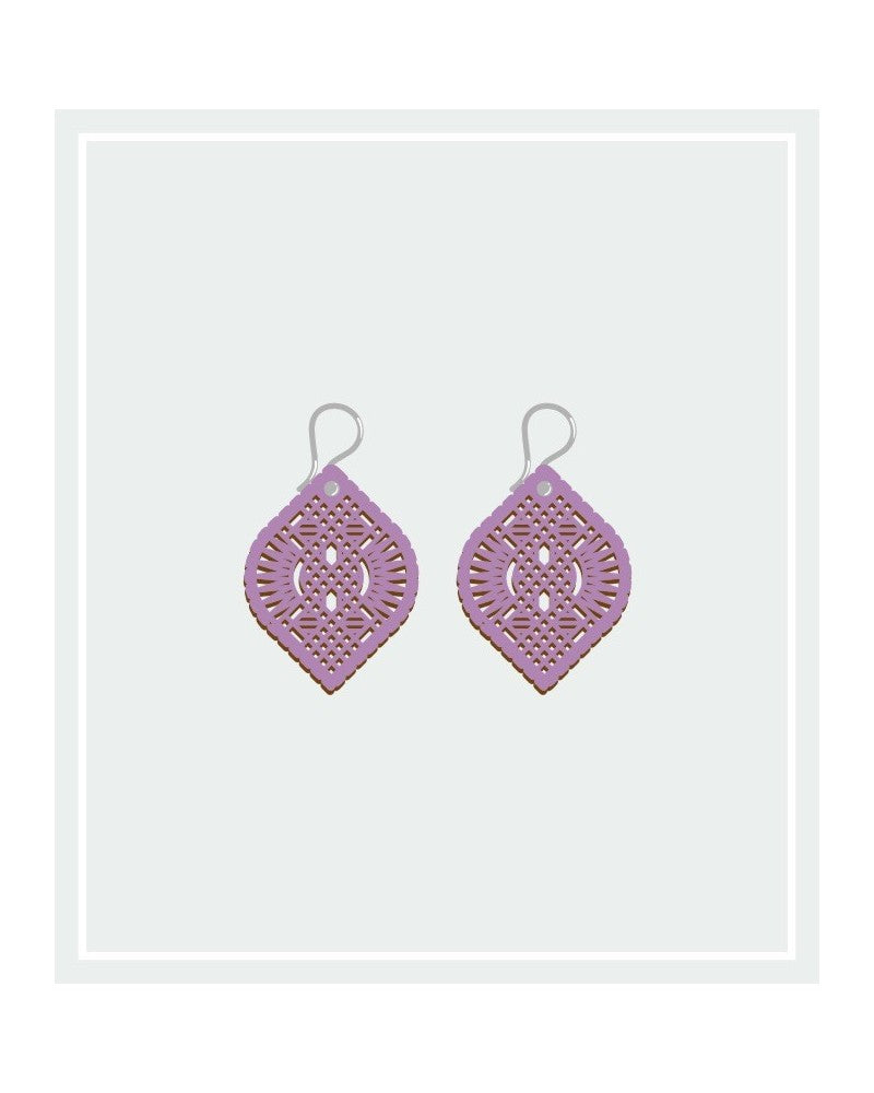 Pendientes Madera Guipur Pequeños Gancho Corto