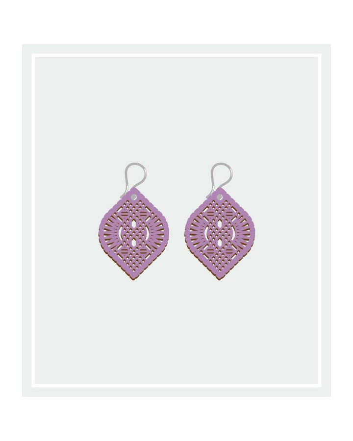 Pendientes Madera Guipur Pequeños Gancho Corto