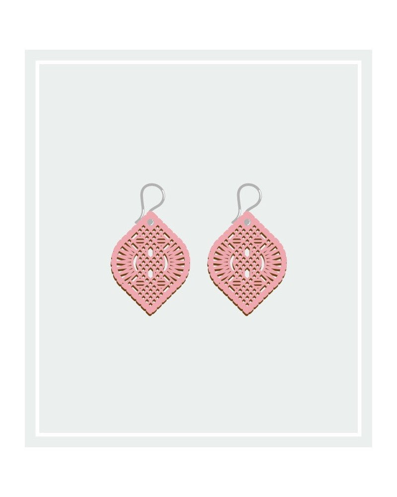 Pendientes Madera Guipur Pequeños Gancho Corto