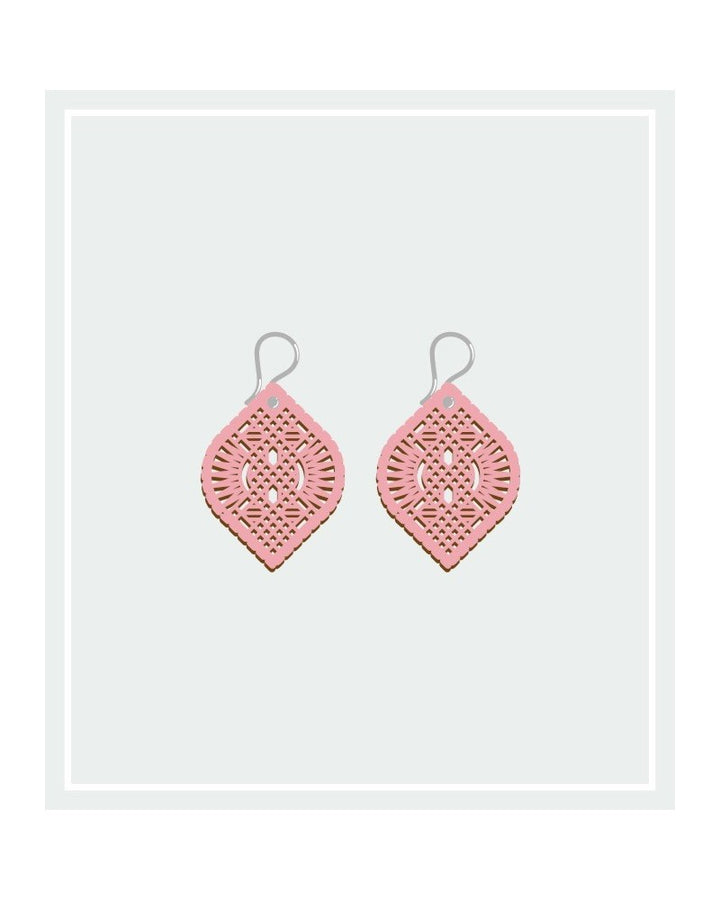 Pendientes Madera Guipur Pequeños Gancho Corto