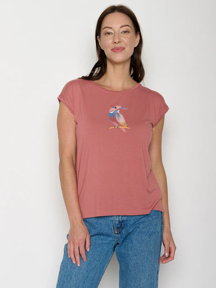 Camiseta Timid Bird Look Dark rose