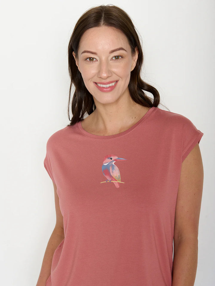 Camiseta Timid Bird Look Dark rose