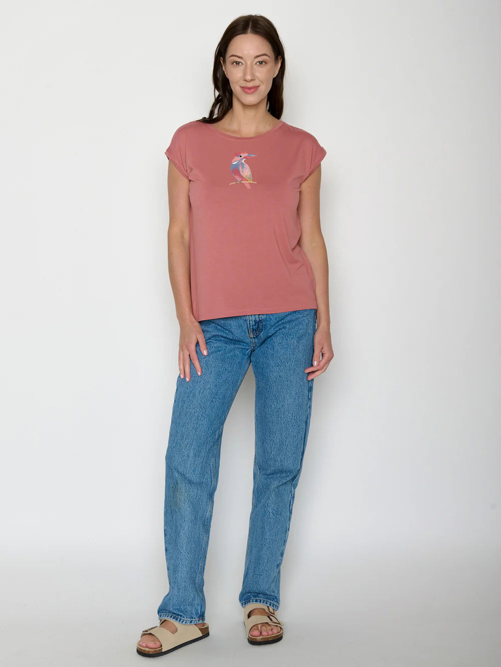 Camiseta Timid Bird Look Dark rose