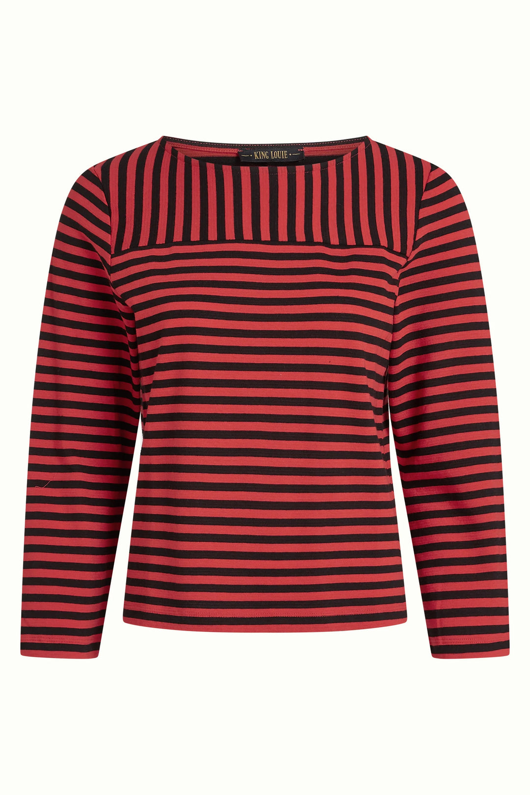 Top canesú cuello barco Chopito rayas Fire Red