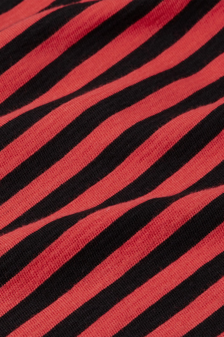 Top canesú cuello barco Chopito rayas Fire Red