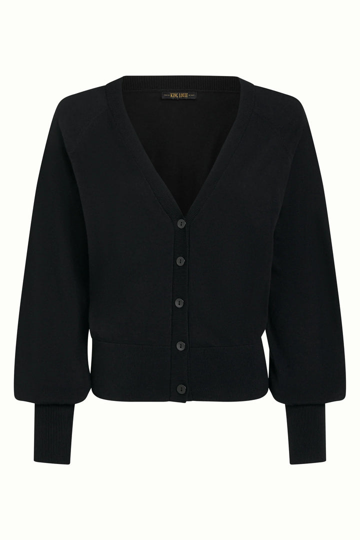 Cardigan V Raglan Cocoon Negro
