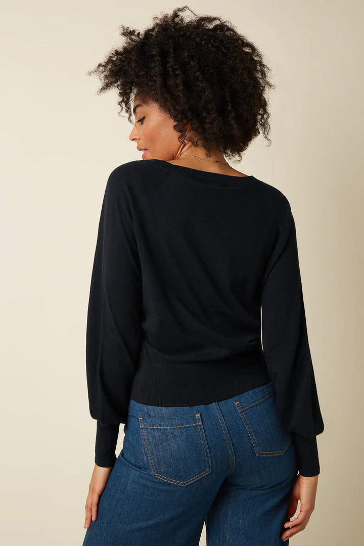 Cardigan V Raglan Cocoon Negro
