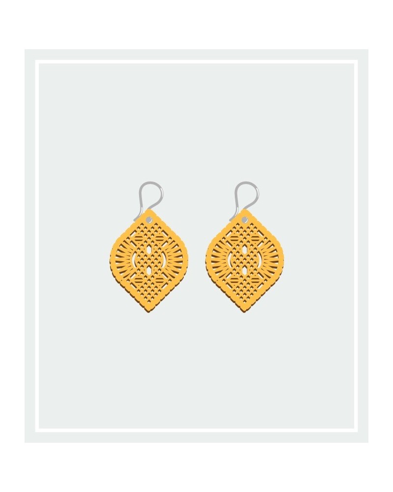 Pendientes Madera Guipur Pequeños Gancho Corto