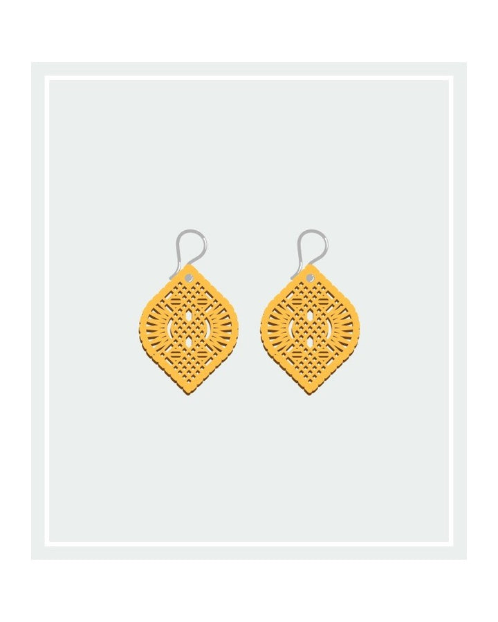 Pendientes Madera Guipur Pequeños Gancho Corto