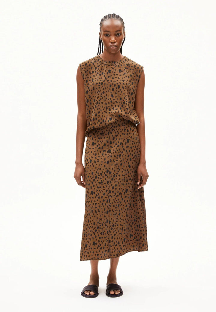 Blusa sin mangas NERAALI LEOPAA Dark camel - Olokuti