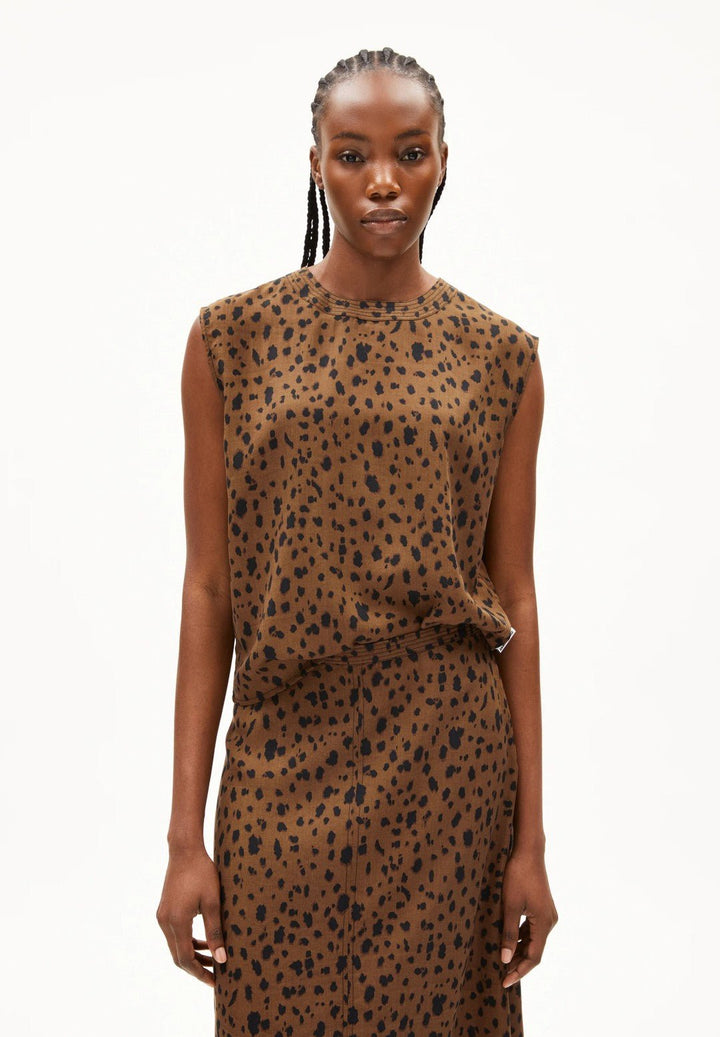 Blusa sin mangas NERAALI LEOPAA Dark camel - Olokuti