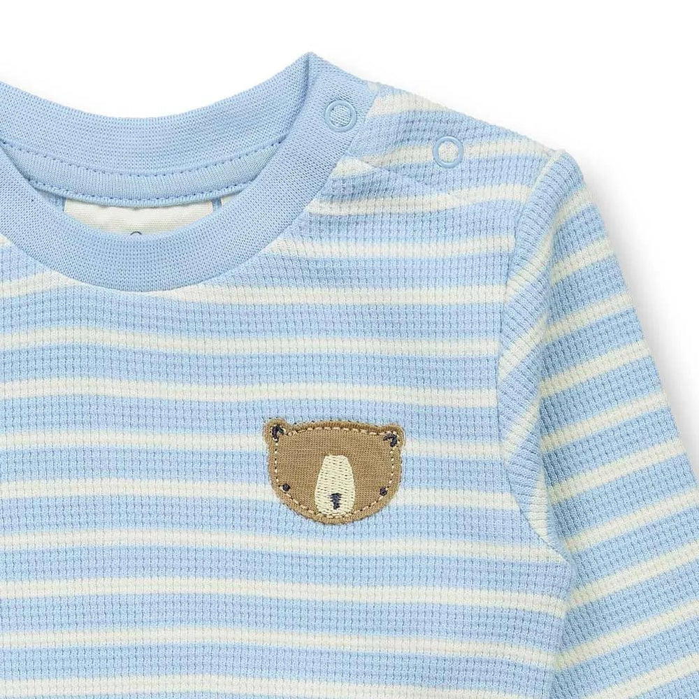 Body bebé m/l VARIN Rayas Azul claro y Oso - Olokuti