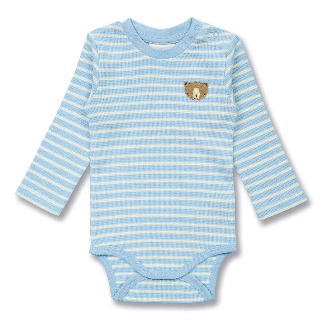 Body bebé m/l VARIN Rayas Azul claro y Oso - Olokuti