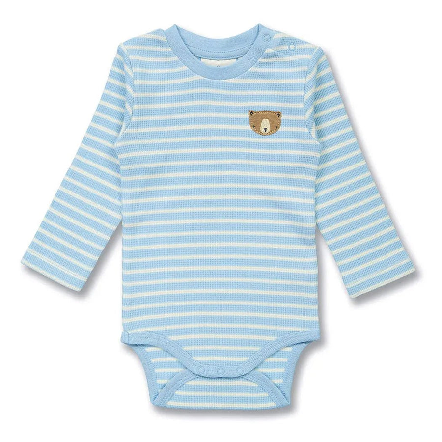 Body bebé m/l VARIN Rayas Azul claro y Oso - Olokuti