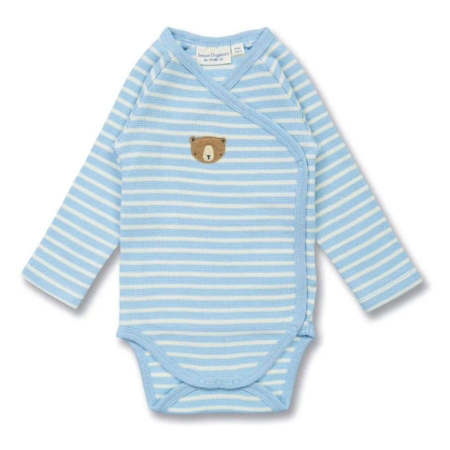 Body bebé m/l YGON Rayas Azul claro y Oso - Olokuti
