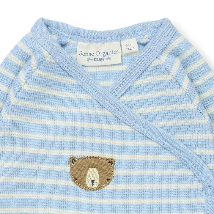 Body bebé m/l YGON Rayas Azul claro y Oso - Olokuti