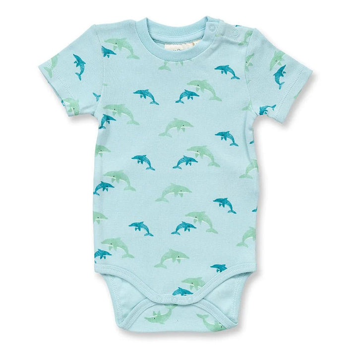 Body corto Bebé VARIN Delfines Azul claro - Olokuti