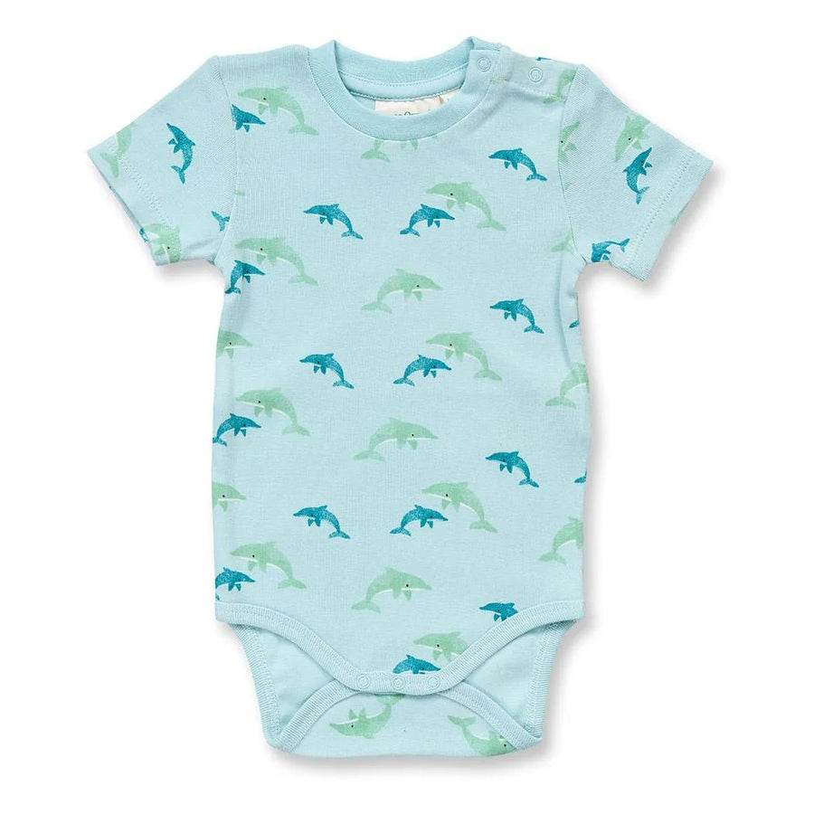 Body corto Bebé VARIN Delfines Azul claro - Olokuti