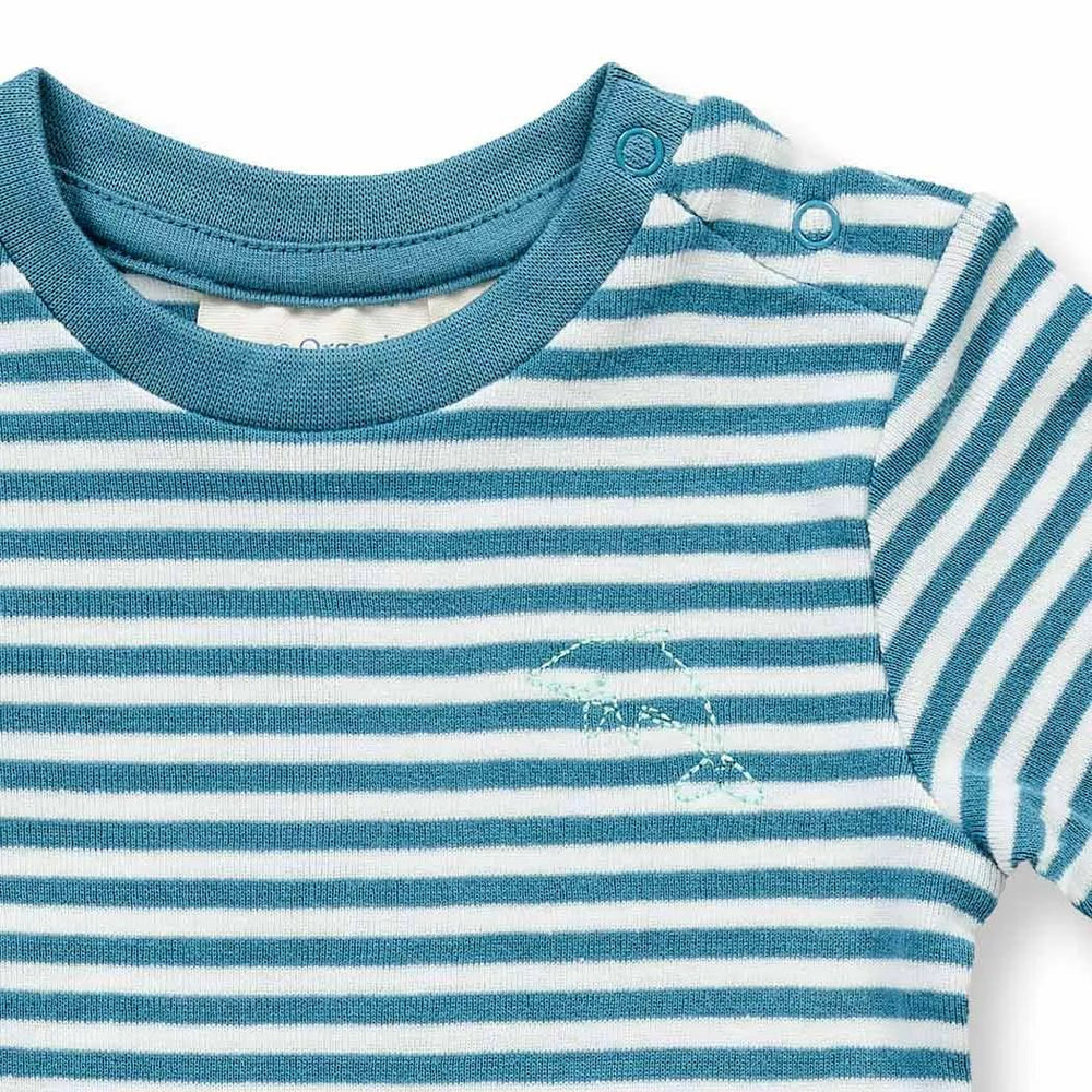 Body corto Bebé VARIN Rayas azules Delfín - Olokuti