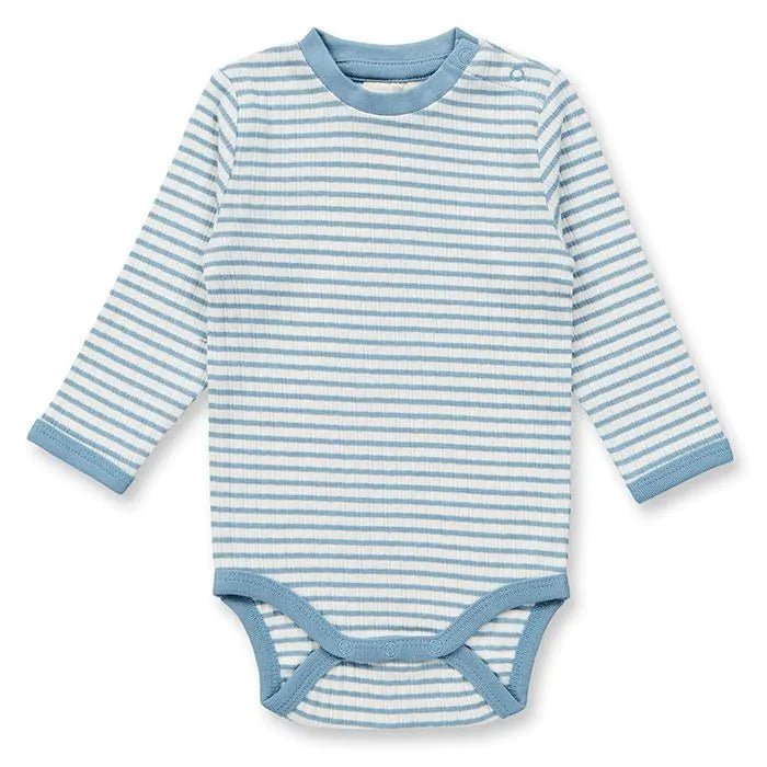 Body Yvon mangas largas Rayas Azul claro denim - Olokuti