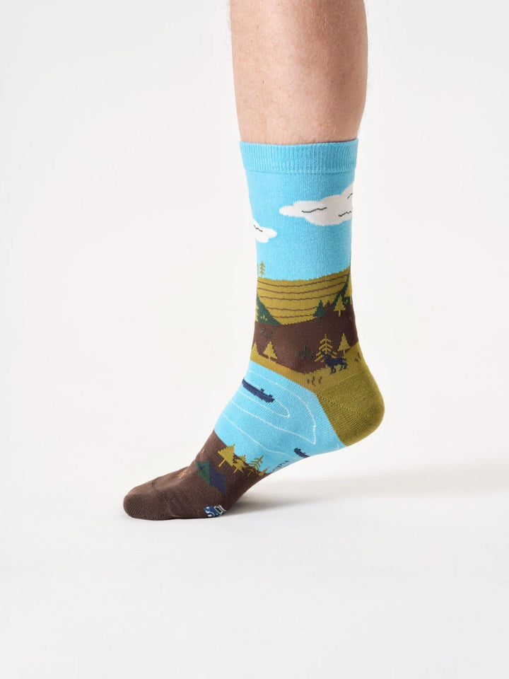 Calcetines Mens Camping Scene Algodón orgánico 41 - 46 - Olokuti